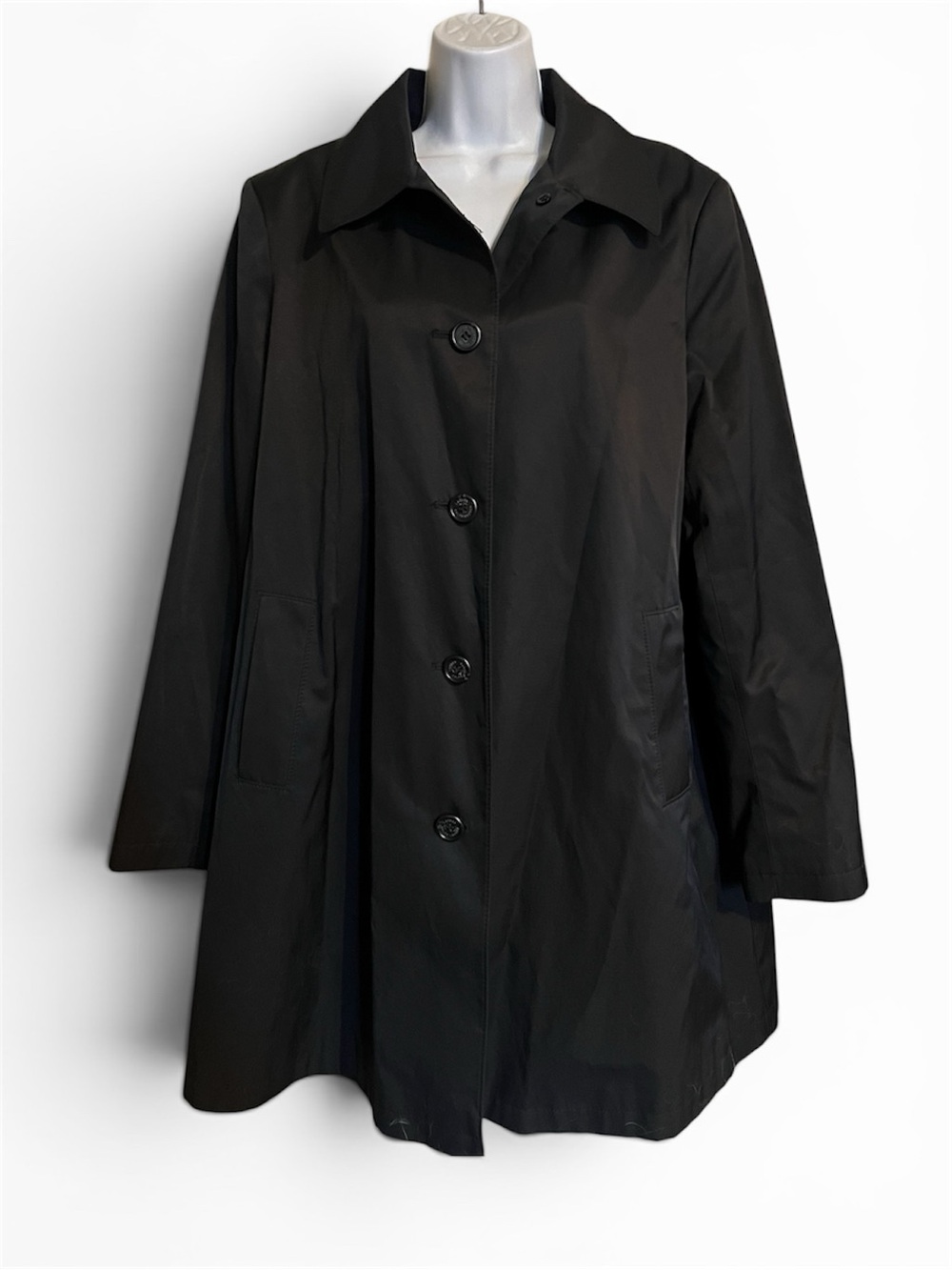 Ralph Lauren Black Trench Coat SZ XL - Picture 2 of 5